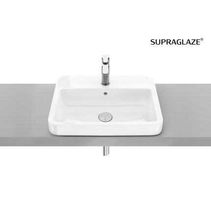 Roca GAP SQUARE keramické umývadlo na dosku 55 x 41 cm, biele SUPRAGLAZE® A32747VS00