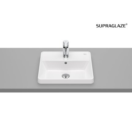 Roca GAP SQUARE keramické umývadlo zápustné 42 x 39 cm, biele SUPRAGLAZE® A3270Y9S00
