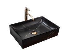 Rea INGA BLACK MARBLE MATT keramické umývadlo na dosku 51 x 34,5 cm U8006