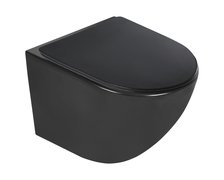 Novoterm Delos BLM WC misa závesná RimFree 48,5 x 37 cm čierna s voľne padajúcim sedátkom