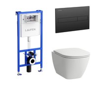 Laufen SET LUA black inštalačný modul + misa závesná + sedátko + tlačítko