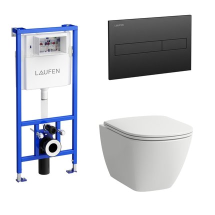 Laufen SET LUA black inštalačný modul + misa závesná + sedátko + tlačítko