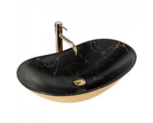 Rea ROYAL IN BLACK MARBLE/GOLD keramické umývadlo na dosku 62 x 36 cm U8008