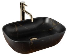 Rea BELINDA BLACK MARBLE MATT keramické umývadlo na dosku 46,5 x 33,5 cm U8908