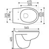 Novoterm Doris WC misa  závesná RimFree 54,5 x 35,5 cm s voľne padajúcim sedátkom