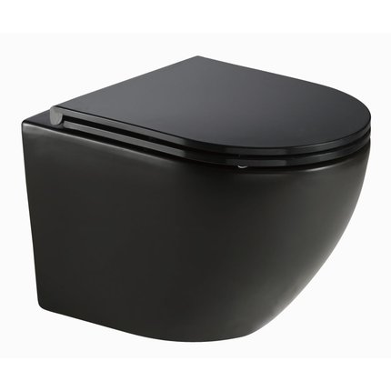 Home Soller Nero WC misa závesná RimFree 49,5 x 36,5 cm so sedátkom Slim CE-MW-001-33-RIM