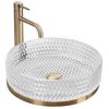 Rea CRISTAL TRANSPARENT 39 GOLD BRUSH RING sklenené umývadlo na dosku 39 cm U8881