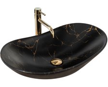 Rea ROYAL MARBLE BLACK MATT keramické umývadlo na dosku 60,5 x 36 cm U7478