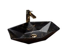 Rea VEGAS MARBLE BLACK MAT keramické umývadlo na dosku 56,5 x 36,5 cm U0994